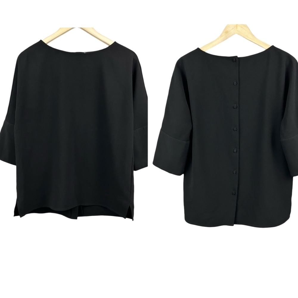 Simons Contemporaine Oversized Button Back Black Blouse Size XS